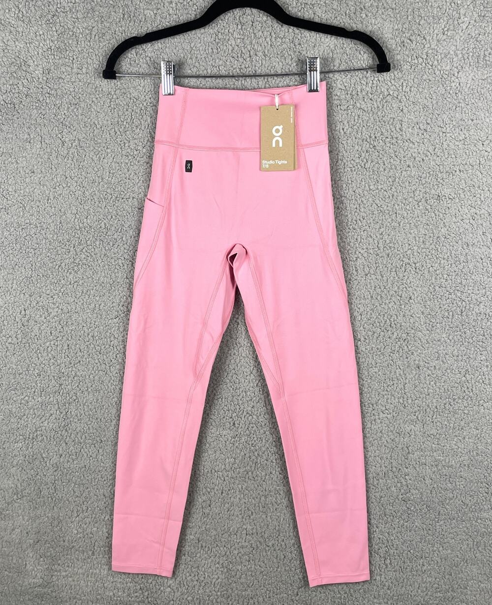 Run On Cloud Women's X-Small Pink Polyamide Elastane Studio Tights 7/8 Leggings